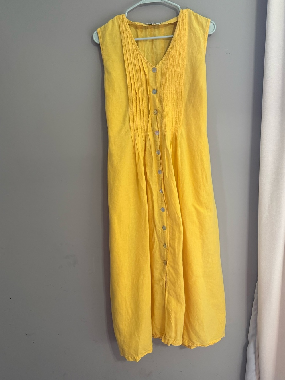 Vintage Yellow Linen/Cotton Sun Dress Size 40/ US 8